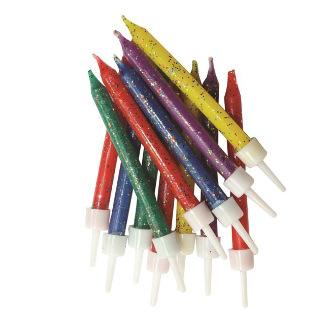Velas multicolor glitter