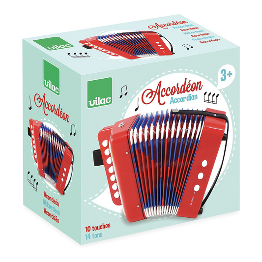 Acordeão encarnado e azul