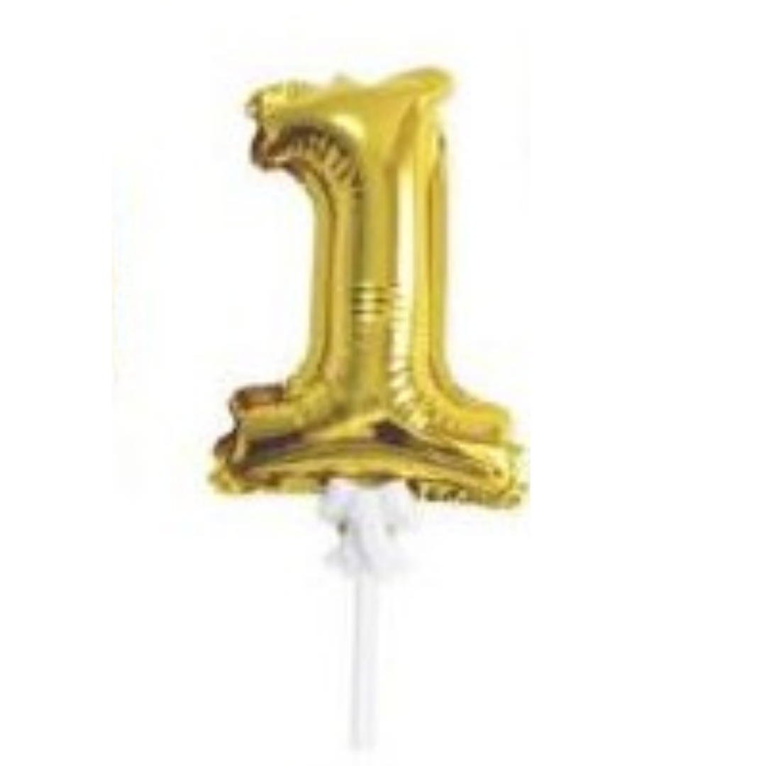 Topo de bolo balão foil nº dourado
