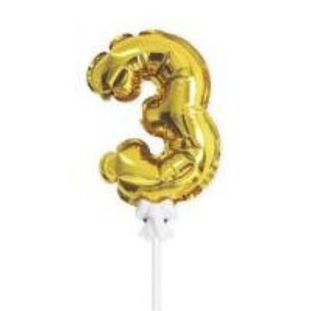 Topo de bolo balão foil nº dourado