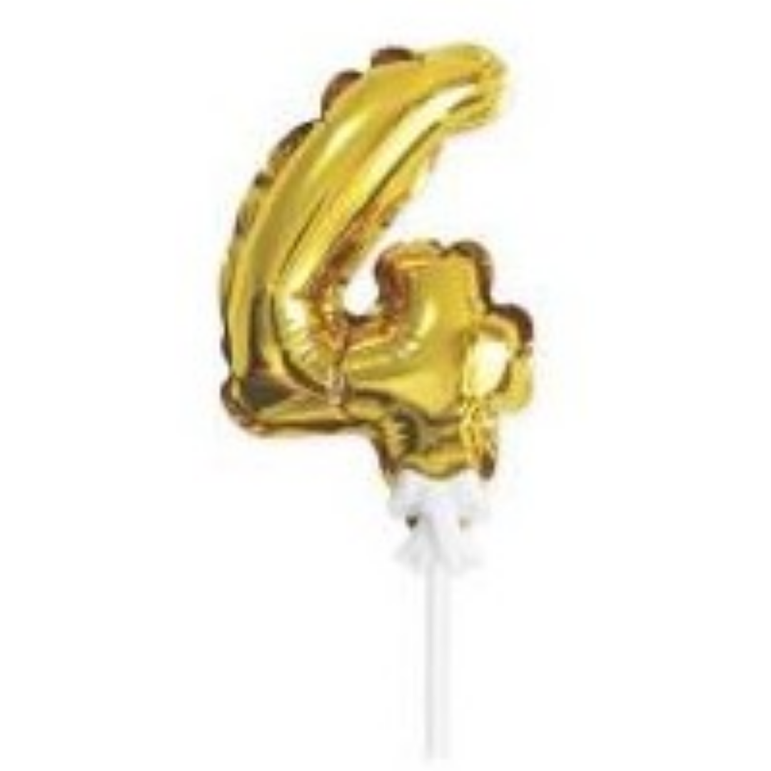 Topo de bolo balão foil nº dourado