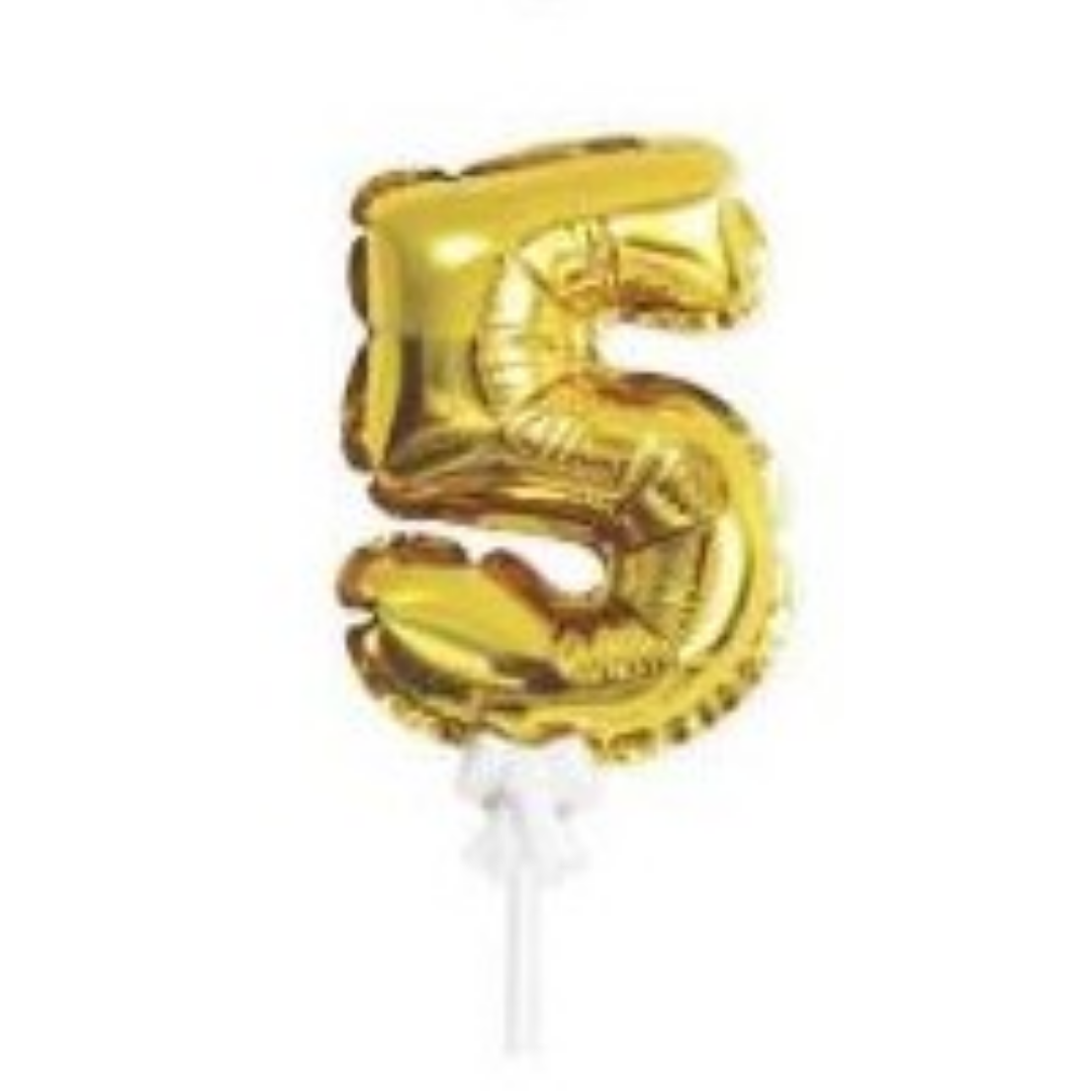 Topo de bolo balão foil nº dourado