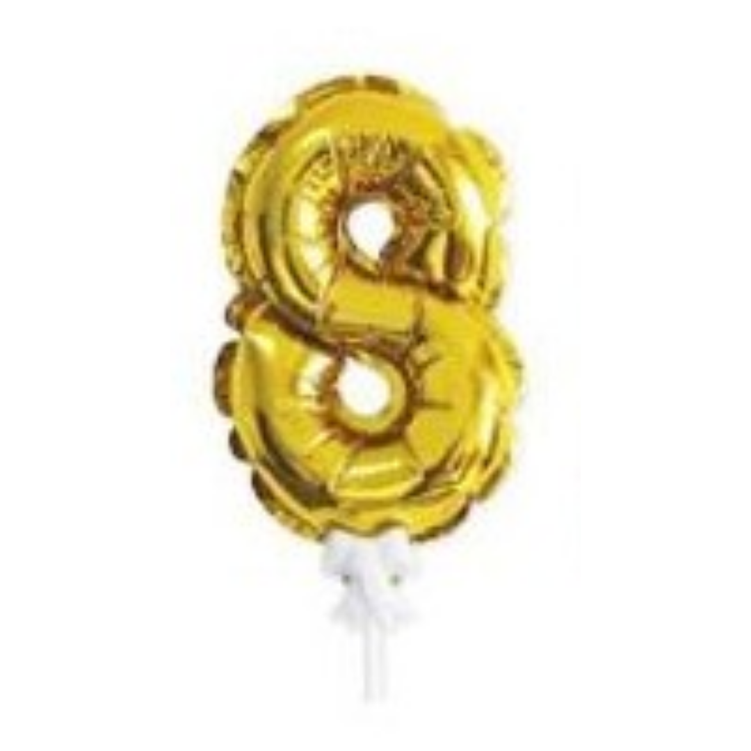 Topo de bolo balão foil nº dourado
