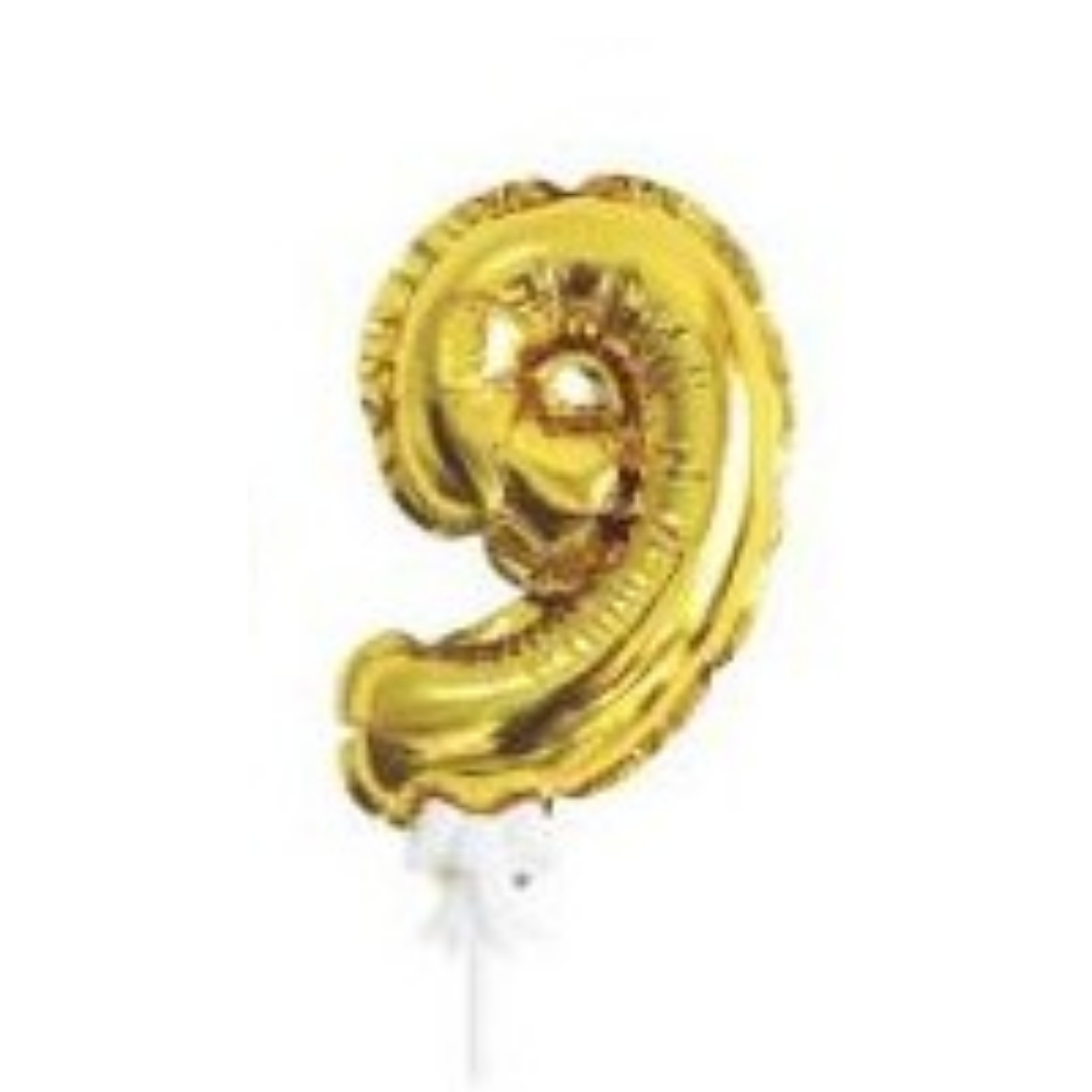 Topo de bolo balão foil nº dourado