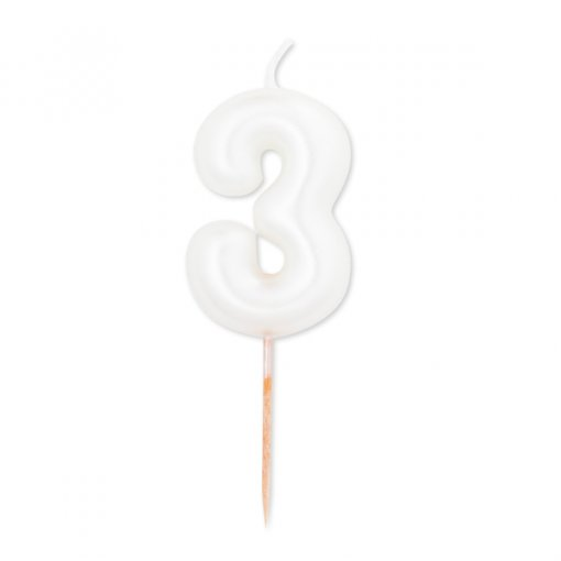 Velas número branco pérola