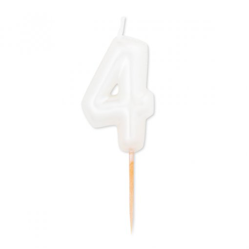 Velas número branco pérola