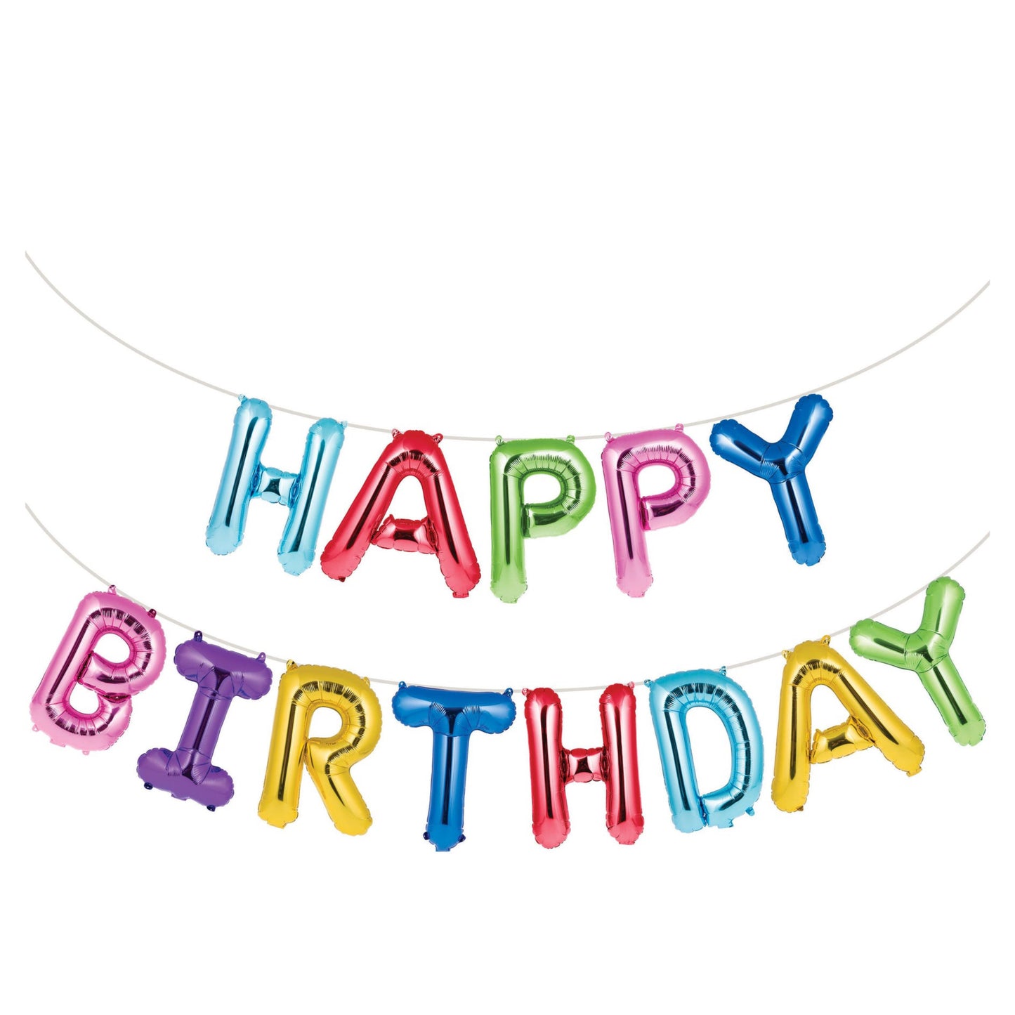 Balão grinalda foil "happy birthday" multicor