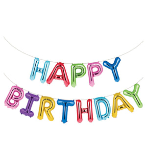 Balão grinalda foil "happy birthday" multicor