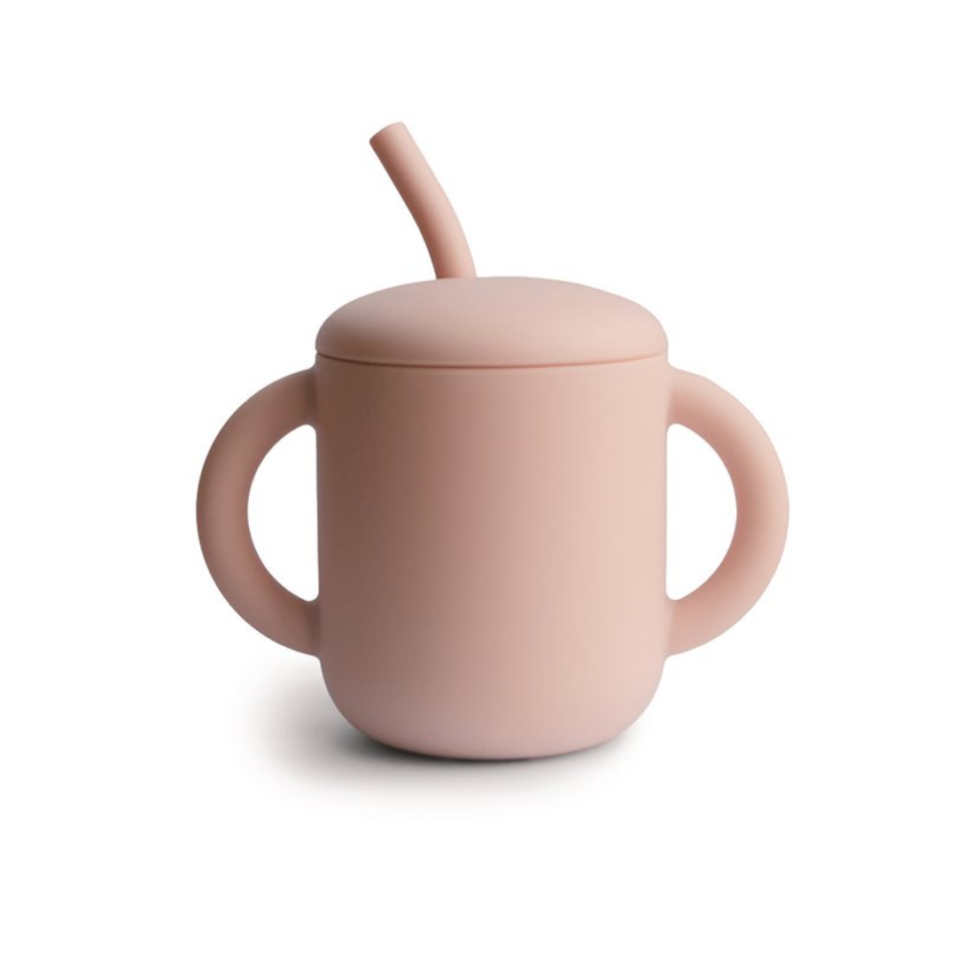 Copo silicone com palhinha - blush