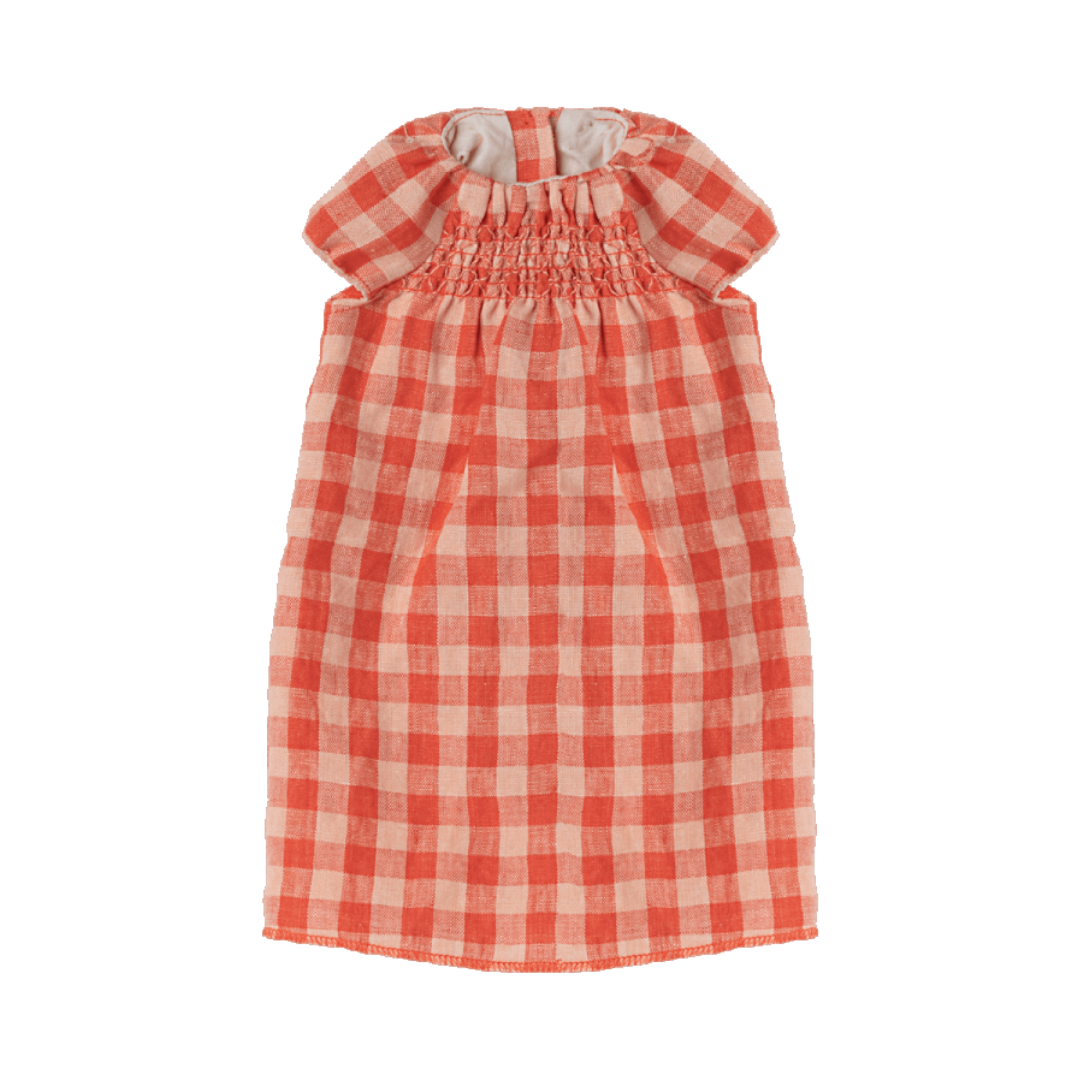 Coelha tamanho 5 vestido vichy coral
