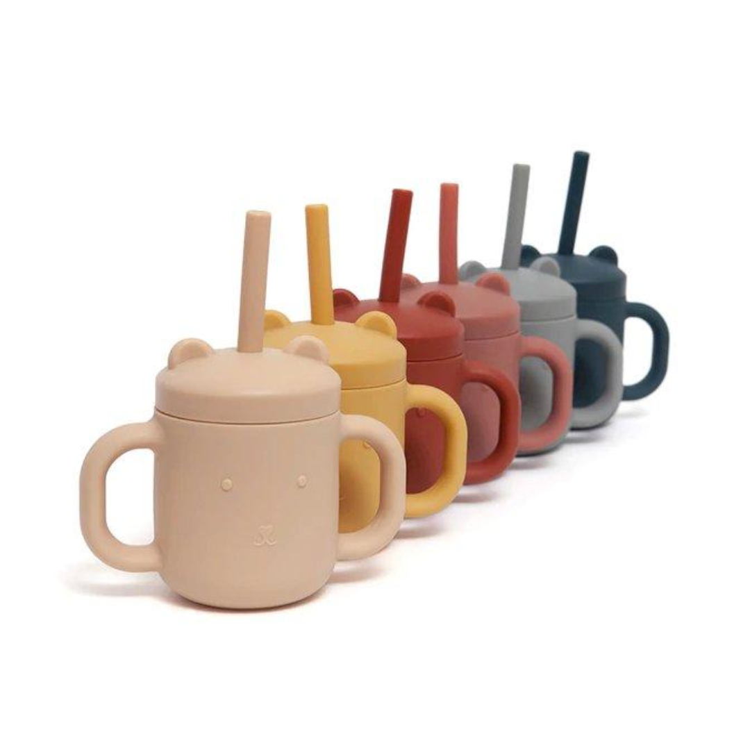 Copo silicone com palhinha - ochre