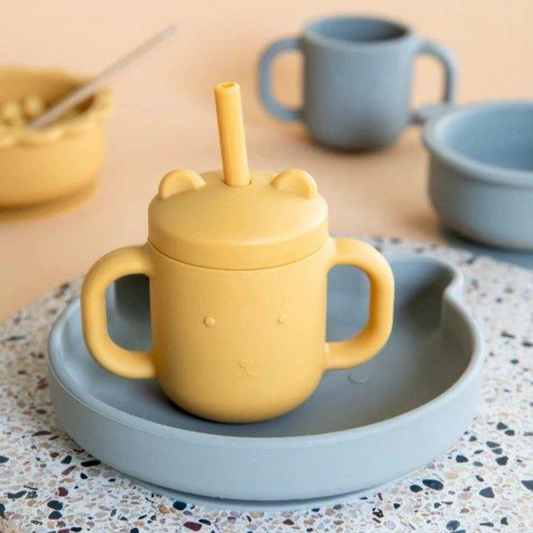 Copo silicone com palhinha - ochre