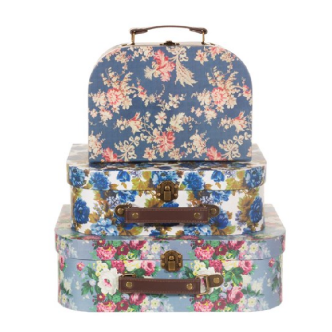 malinhas flores azul vintage conj. 3