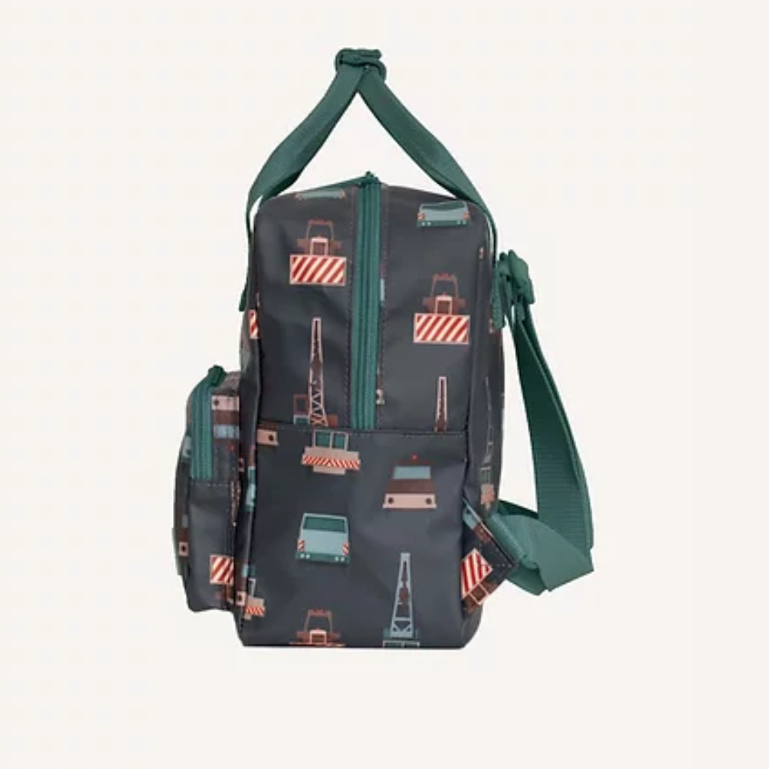 Mochila pequena azul construção