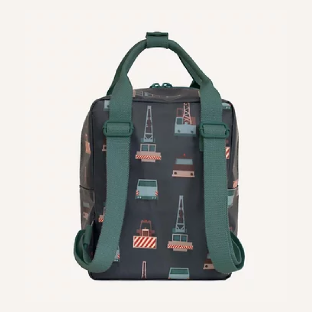 Mochila pequena azul construção