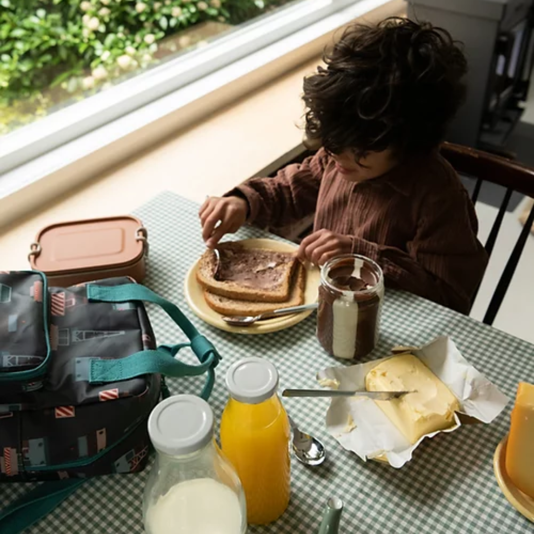 Mochila pequena azul construção