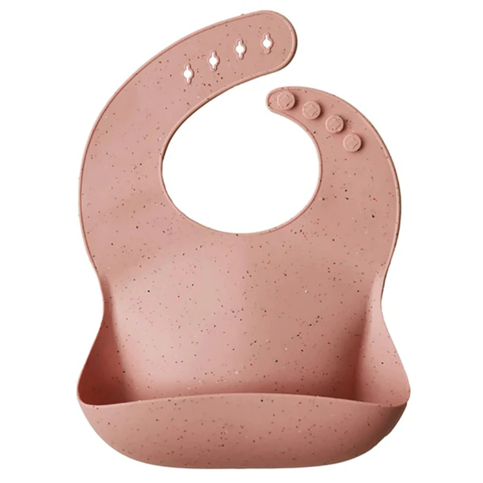 Babete silicone mushie - peach terrazzo