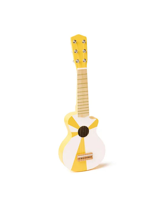 Guitarra riscas amarelo e branco