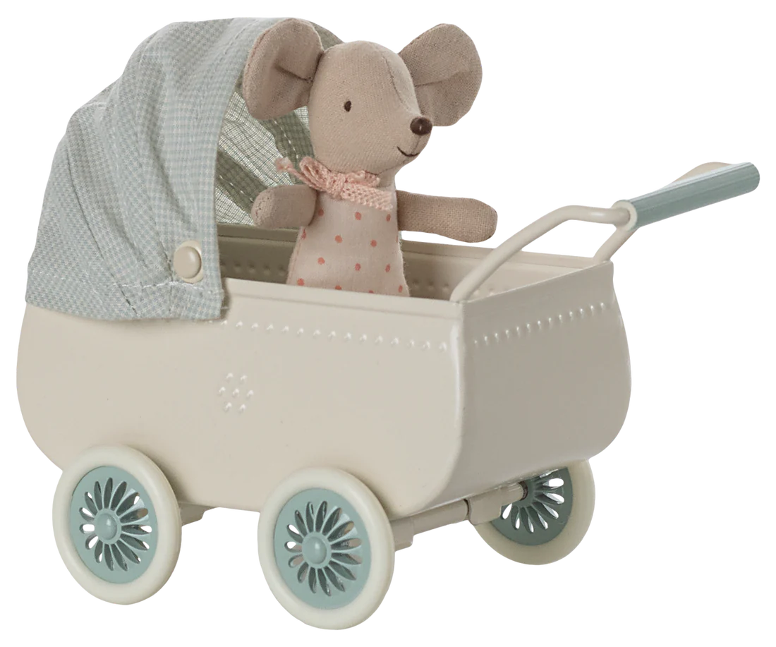 Carrinho de bebé com ratinho - Mint