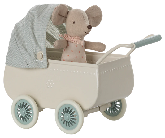 Carrinho de bebé com ratinho - Mint
