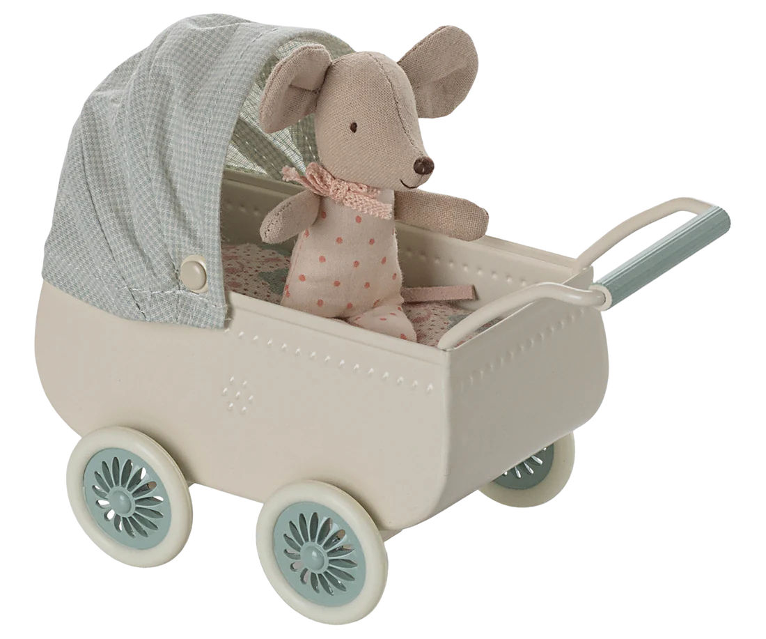 Carrinho de bebé com ratinho - Mint