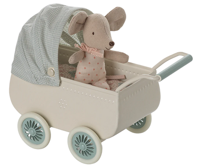 Carrinho de bebé com ratinho - Mint