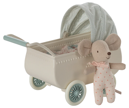 Carrinho de bebé com ratinho - Mint