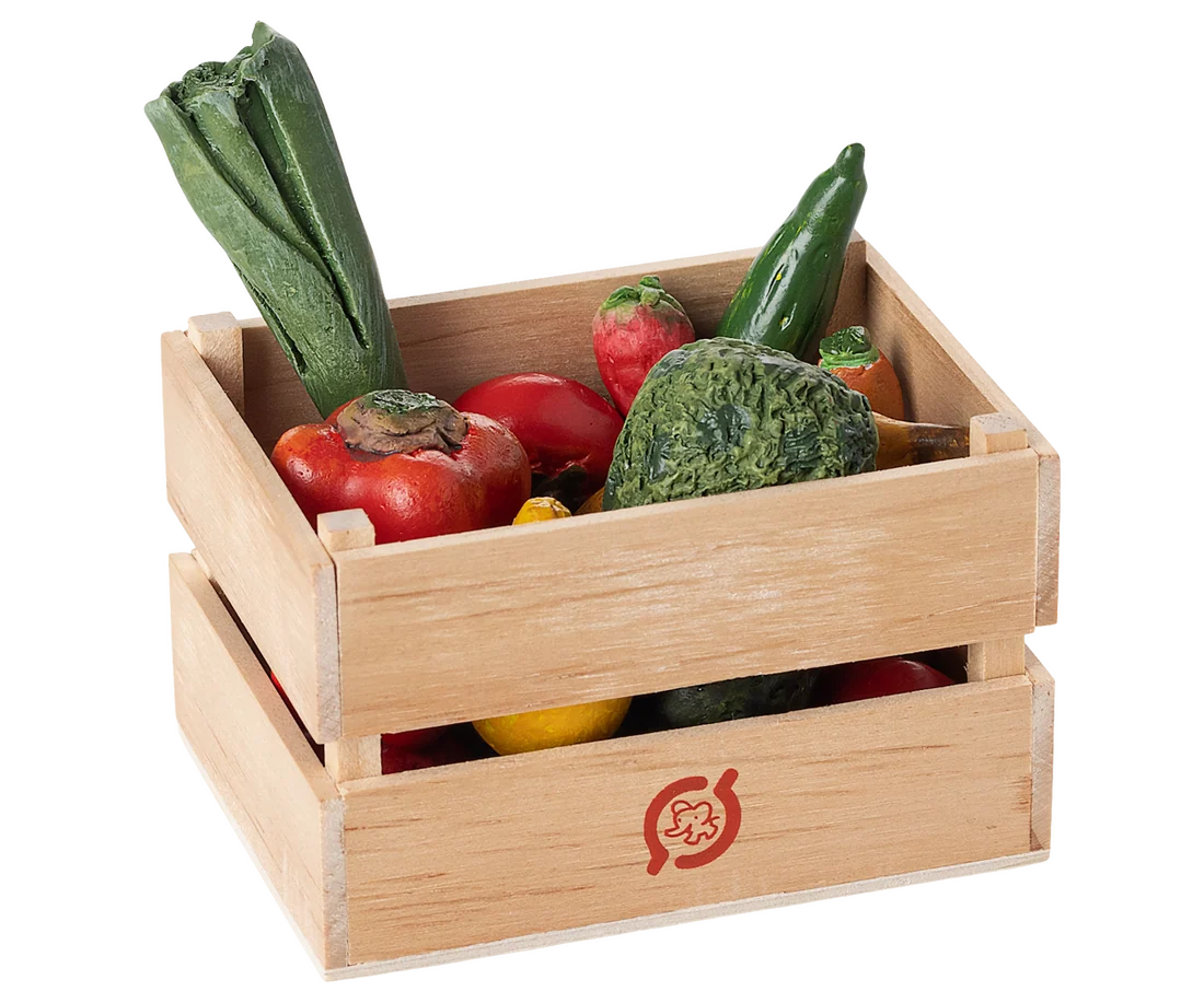 Legumes e frutas em miniatura