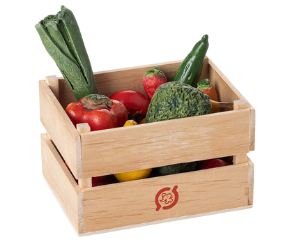 Legumes e frutas em miniatura