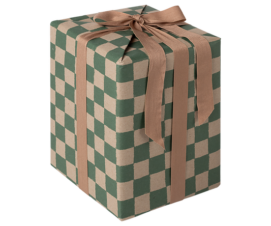 Papel de embrulho xadrez verde