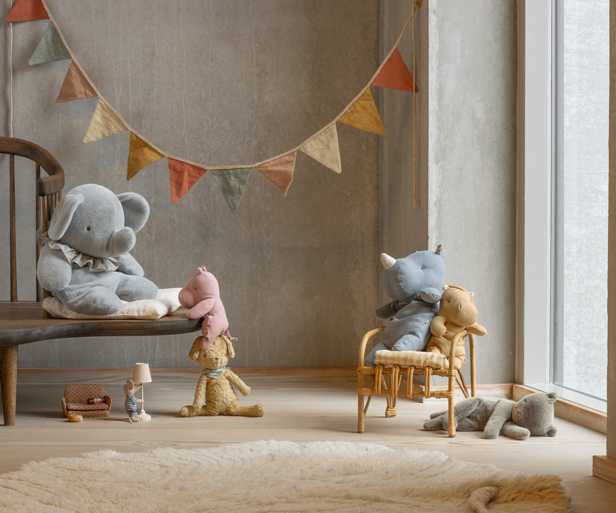 Elefante plush grande - azul/cinzento