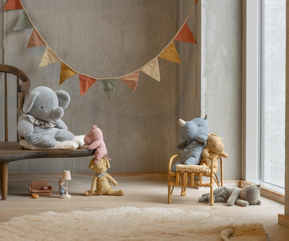 Elefante plush grande - azul/cinzento