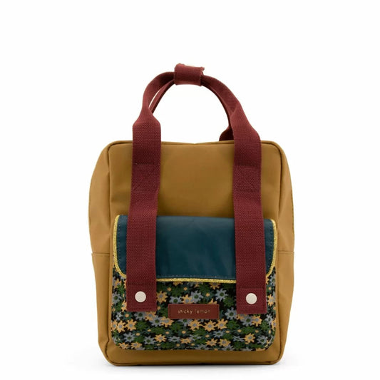Mochila pequena verde bolso florzinhas
