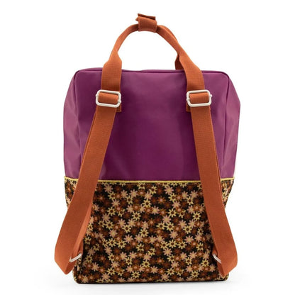 Mochila grande florzinhas roxo