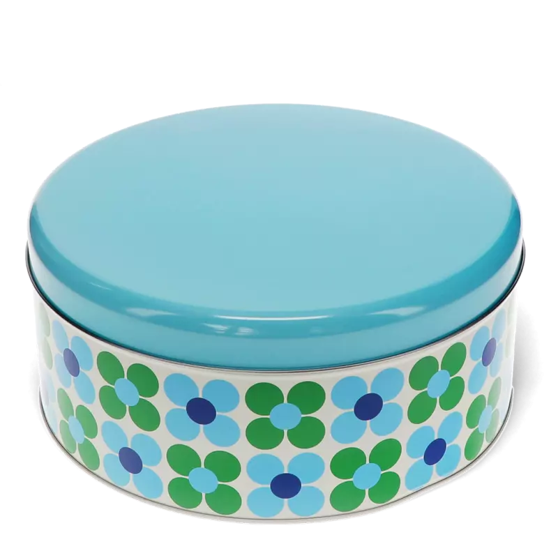 Caixa de lata blue and green daisy