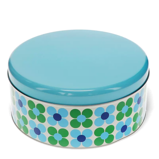 Caixa de lata blue and green daisy