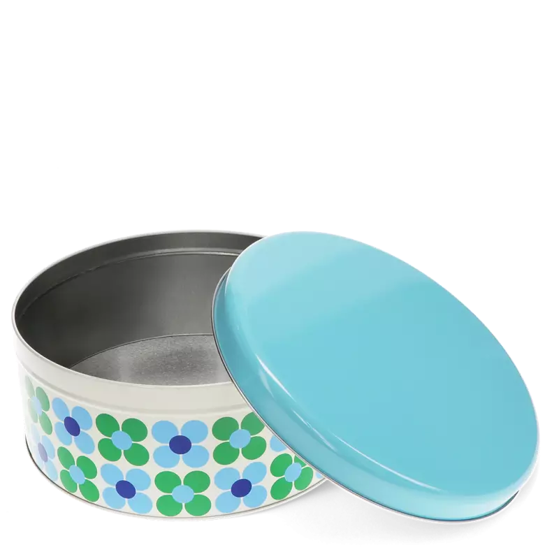 Caixa de lata blue and green daisy