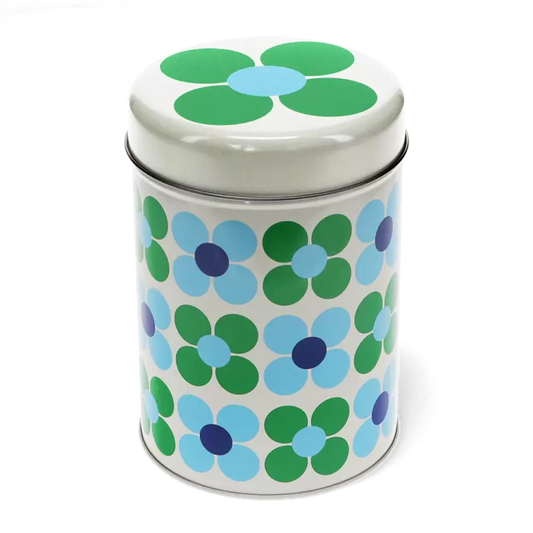 Caixa de lata fina blue and green daisy