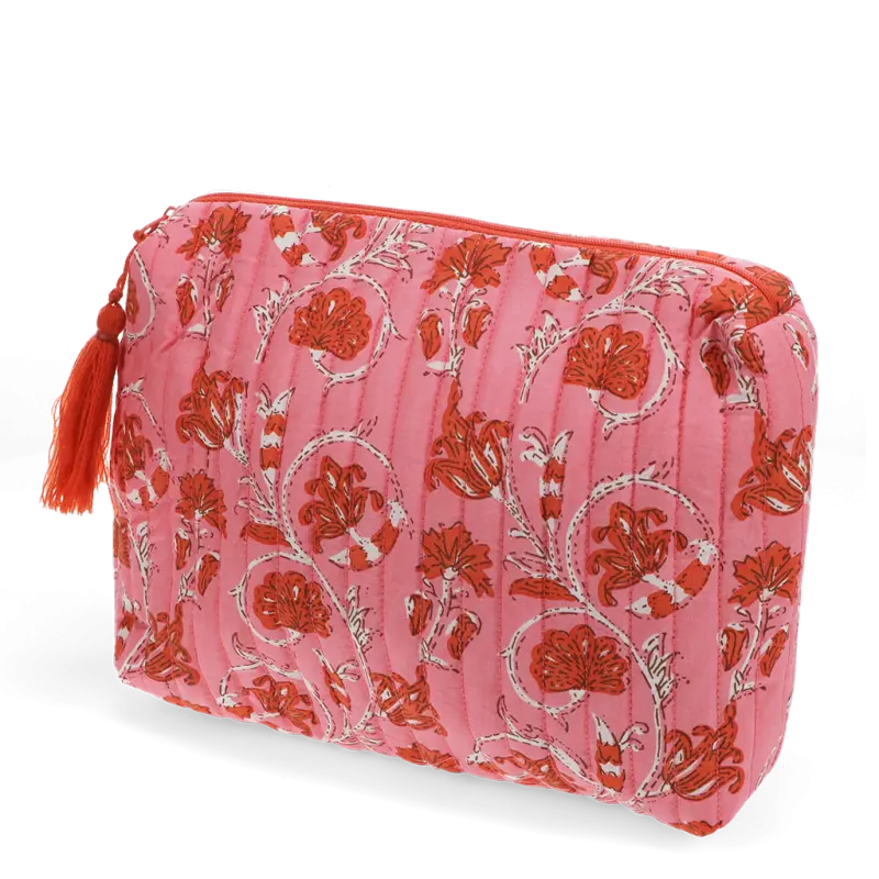 Necessaire grande rosa flores kalyani