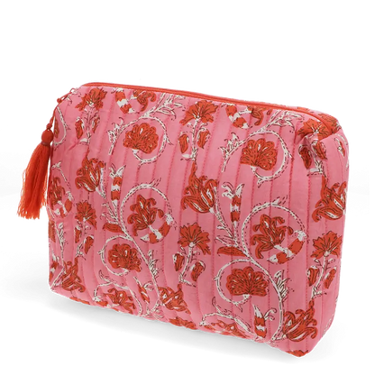 Necessaire grande rosa flores kalyani
