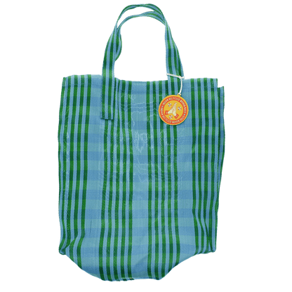 Saco de compras reciclado em tecido - Azul e verde