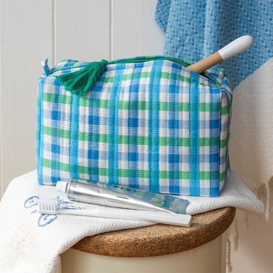 Necessaire grande xadrez azul