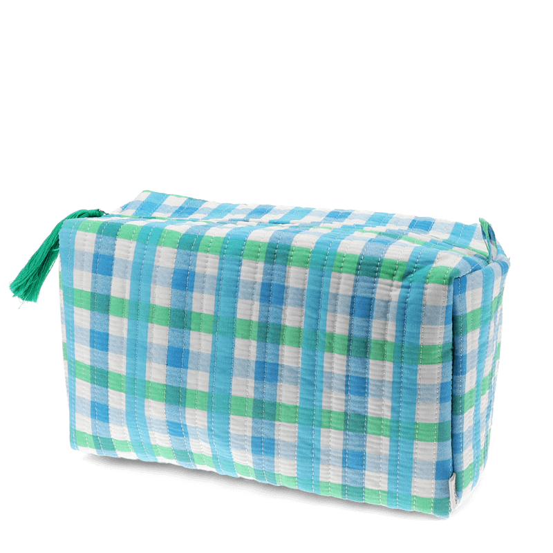 Necessaire grande xadrez azul