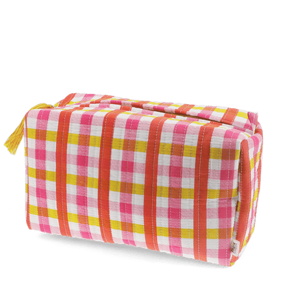 Necessaire grande xadrez rosa