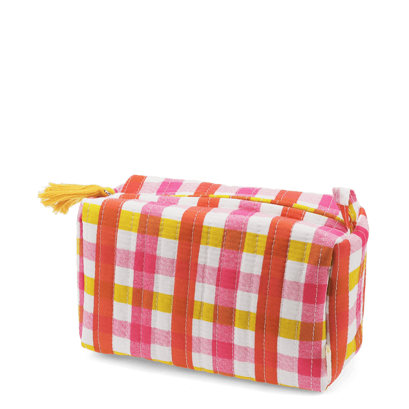 Necessaire pequeno xadrez rosa