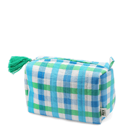 Necessaire pequeno xadrez azul