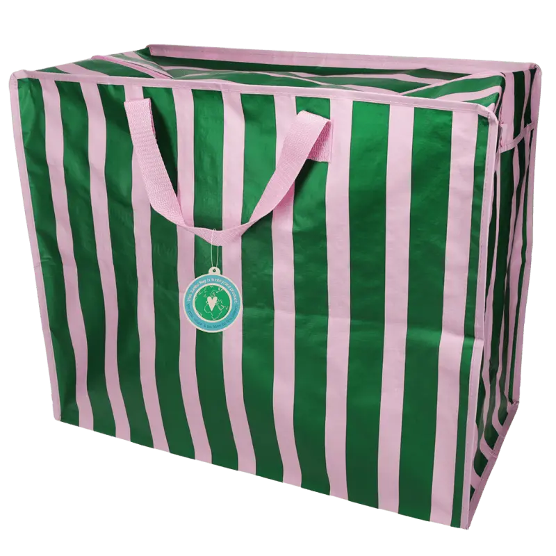 Saco jumbo - Riscas rosa e verde
