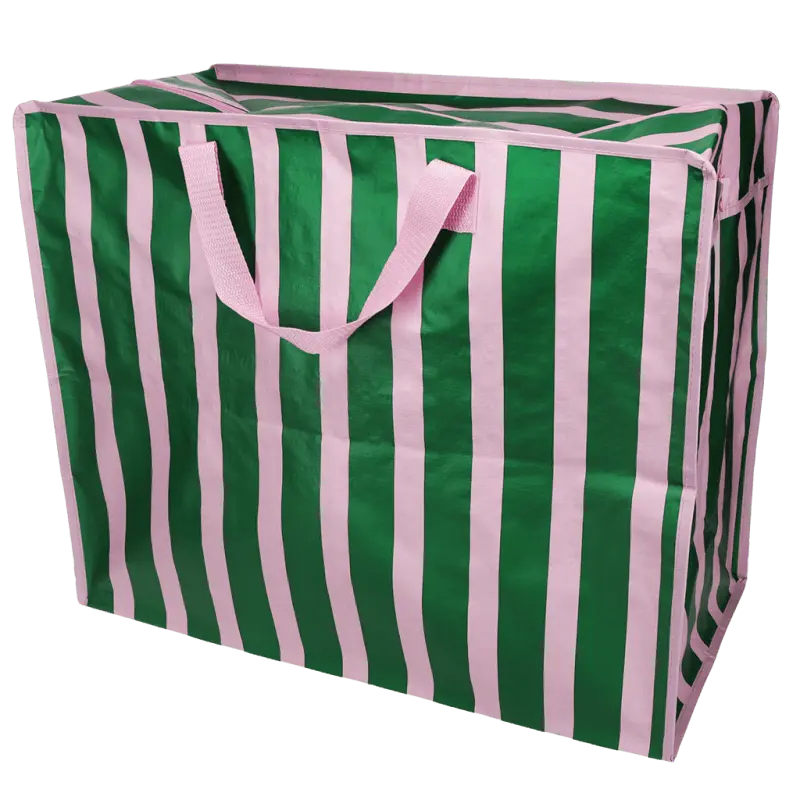 Saco jumbo - Riscas rosa e verde