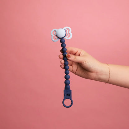 Prende chuchas beads steel blue