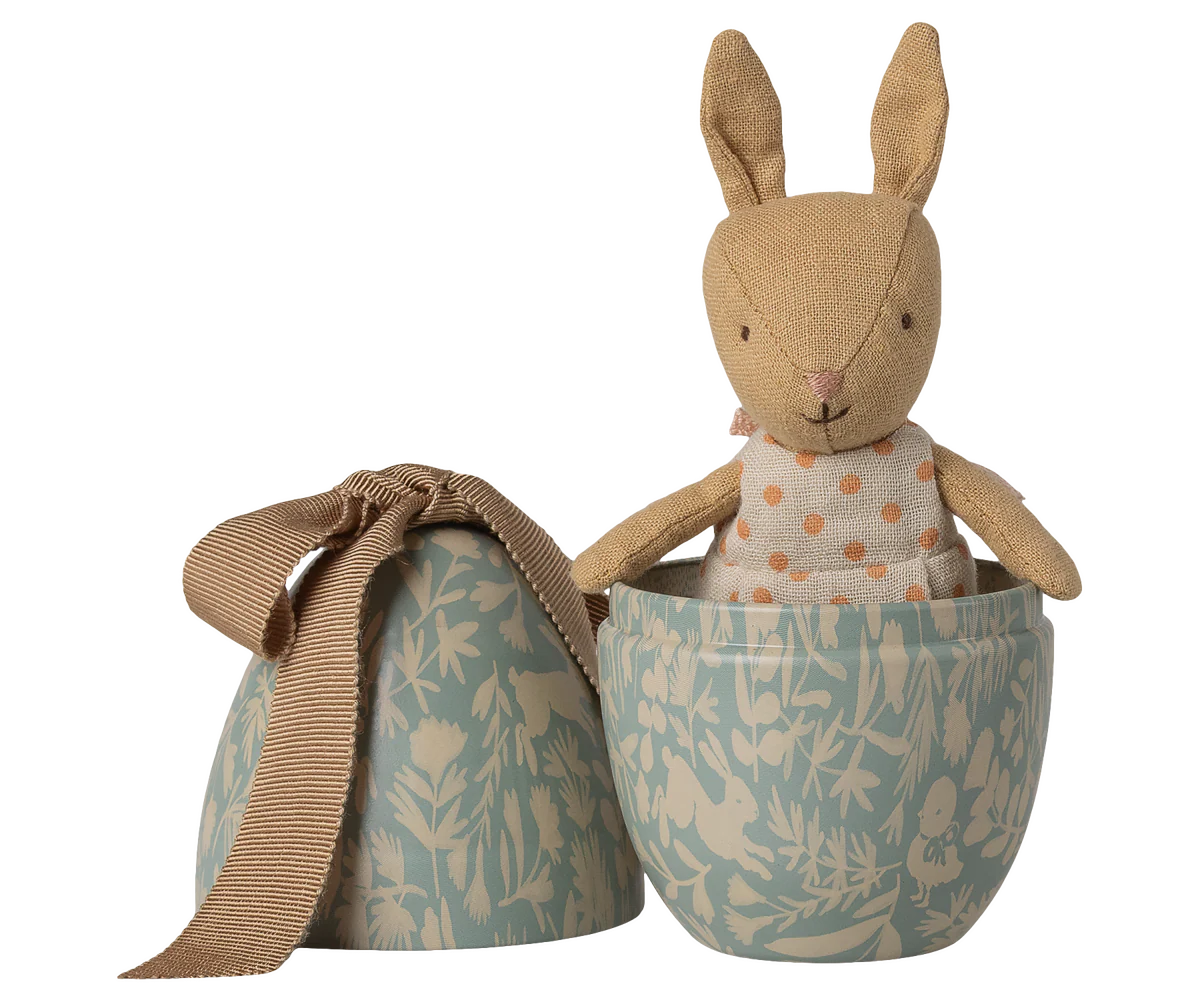 Ovo da Páscoa com Coelhinho Micro, Pequeno – Azul Dusty